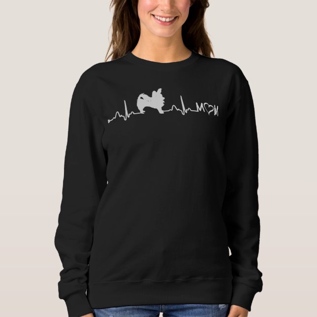 Heartbeat Ekg Long Coat Chihuahua Mama Sweatshirt (Vorderseite)