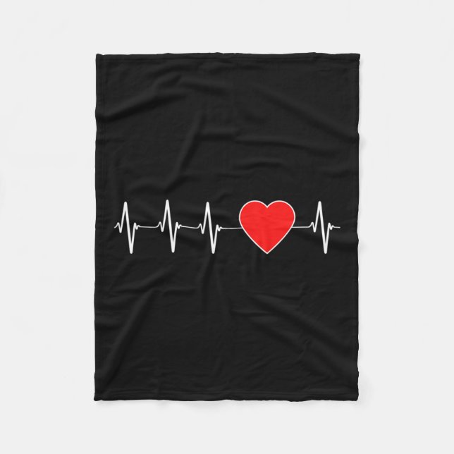 Heartbeat Ekg Rote Herzkrankheiten Bewusstsein Fleecedecke (Vorderseite)