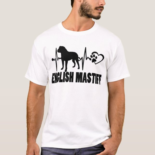 Heartbeat - English Mastiff - Dog Best Friend T-Shirt (Vorderseite)
