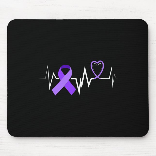 Heartbeat Epilepsy Ribbon Epilepsie Disease Awaren Mousepad (Vorne)