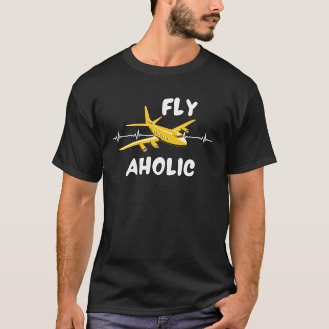 Heartbeat Fly a holic Pilot Flight Attendant T-Shirt (Vorderseite)