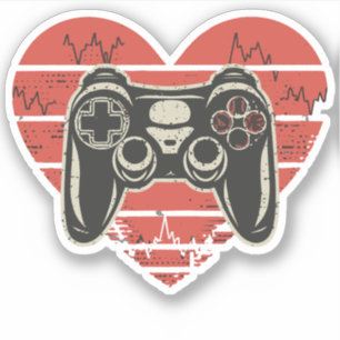Heartbeat Gamer Videospiele Urlaub Valentinstag Aufkleber