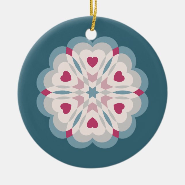 Heartbeat Kaleidoskop Keramik Ornament (Vorne)