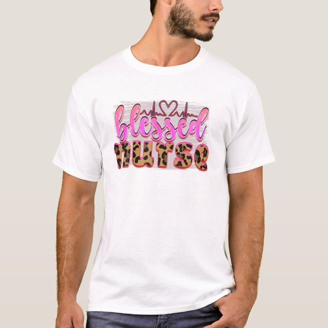 Heartbeat Leopard Graphic Nurses Day Week Nurse Li T-Shirt (Vorderseite)
