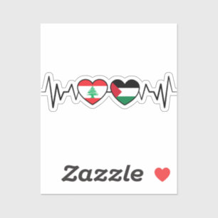 Heartbeat Libanon Palästina Unity Fahnen. Aufkleber