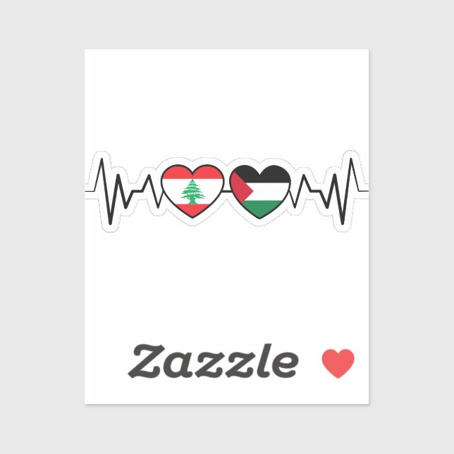 Heartbeat Libanon Palästina Unity Fahnen. Aufkleber (Blatt)