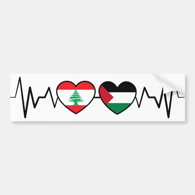 Heartbeat Libanon Palästina Unity Fahnen. Autoaufkleber (Vorne)