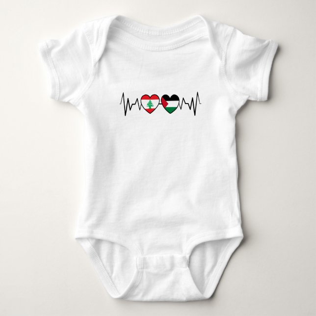 Heartbeat Libanon Palästina Unity Fahnen. Baby Strampler (Vorderseite)