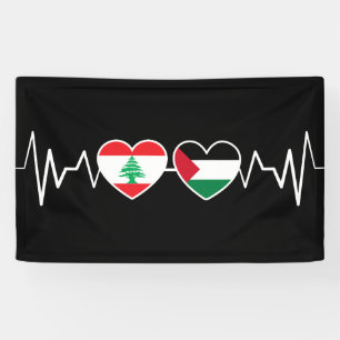Heartbeat Libanon Palästina Unity Fahnen. Banner