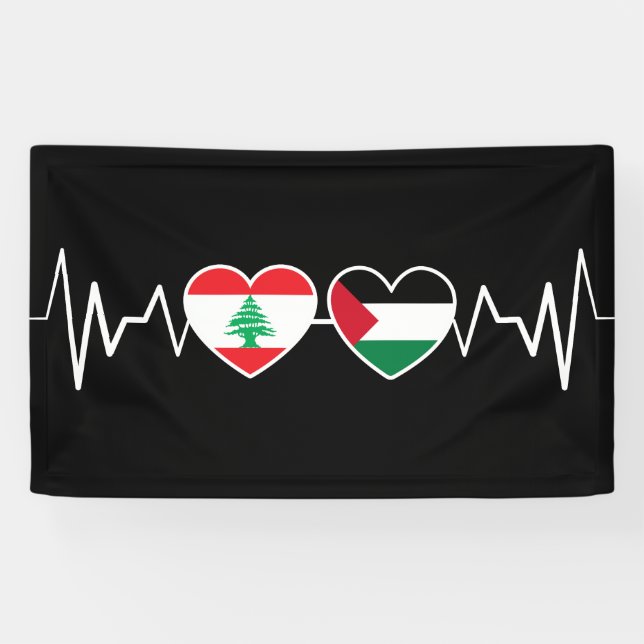Heartbeat Libanon Palästina Unity Fahnen. Banner (Horizontal)