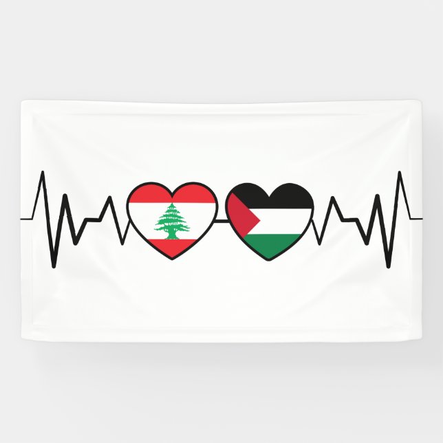 Heartbeat Libanon Palästina Unity Fahnen. Banner (Horizontal)