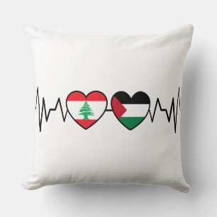 Heartbeat Libanon Palästina Unity Fahnen. Kissen