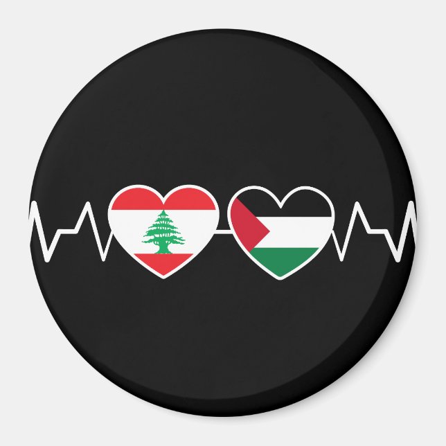 Heartbeat Libanon Palästina Unity Fahnen. Magnet (Vorne)