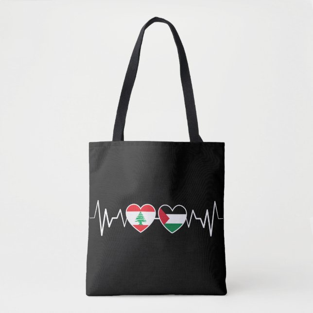 Heartbeat Libanon Palästina Unity Fahnen. Tasche (Vorderseite)