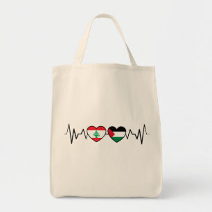 Heartbeat Libanon Palästina Unity Fahnen. Tragetasche