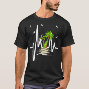 Heartbeat mit tropischer Palmen Trees Beach Island T-Shirt