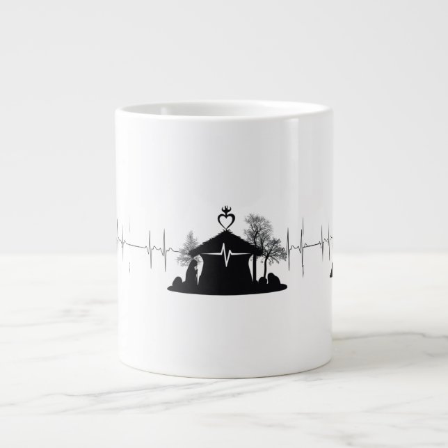 Heartbeat Nativity Unique Minimal Jumbo Mug Jumbo-Tasse (Vorderseite)