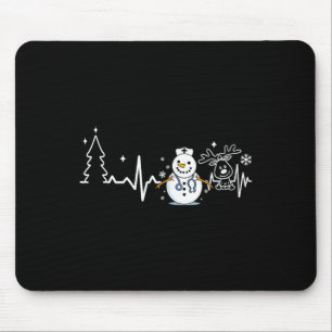 Heartbeat Nurse Snowman Nurse Weihnachten Mousepad