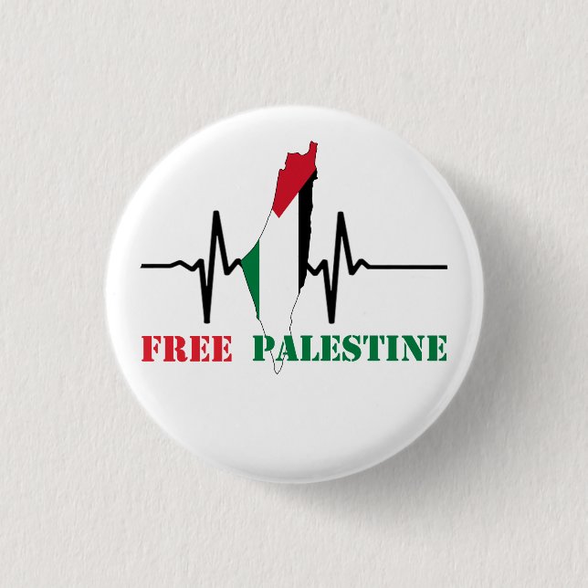 Heartbeat of Palestine Free Palestine Map stoppte  Button (Vorderseite)