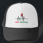 Heartbeat of Palestine Free Palestine Map stoppte  Truckerkappe<br><div class="desc">Mit unserem exklusiven "Heartbeat of Palestine"-Design bekunden Sie Ihre Solidarität und Unterstützung für Palästina. Diese mächtige Schöpfung zeigt die Karte Palästinas, die mit einer Herzschlaglinie verflochten ist und die Widerstandskraft und Stärke des palästinensischen Volkes symbolisiert. Die Botschaft "Freie Palästina" geht mutig mit der Konzeption einher und spiegelt die Forderung nach...</div>