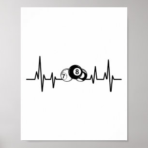 Heartbeat Rack Pool Billiard Player Billiard Cue Poster
