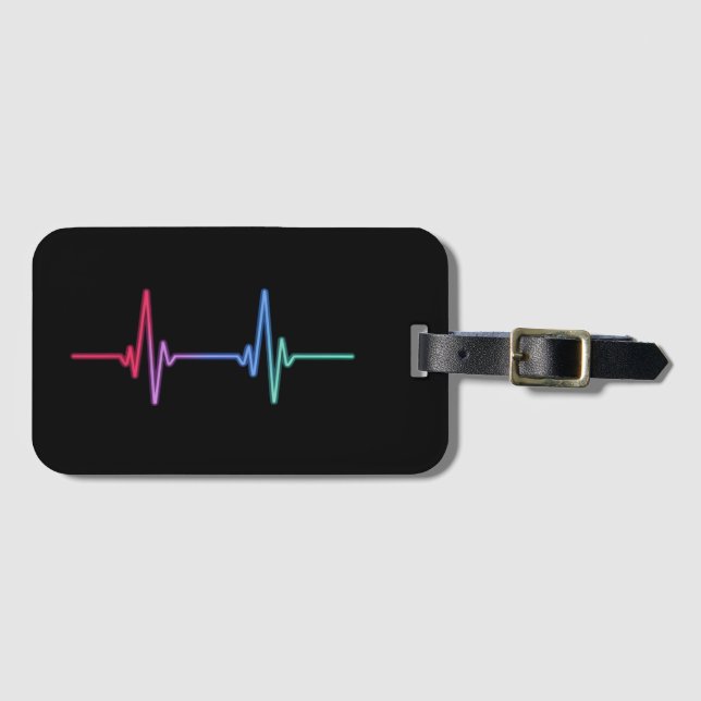 Heartbeat Rainbow Pride LGBTQ Alleinstehend Gepäckanhänger (Vorderseite (Horizontal))