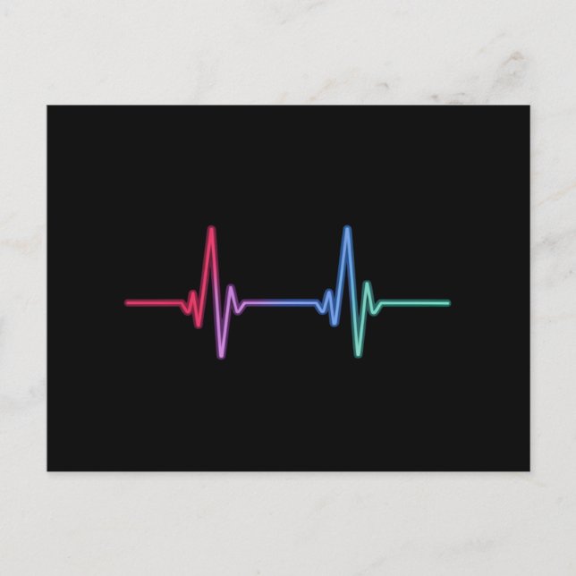 Heartbeat Rainbow Pride LGBTQ Alleinstehend Postkarte (Vorderseite)