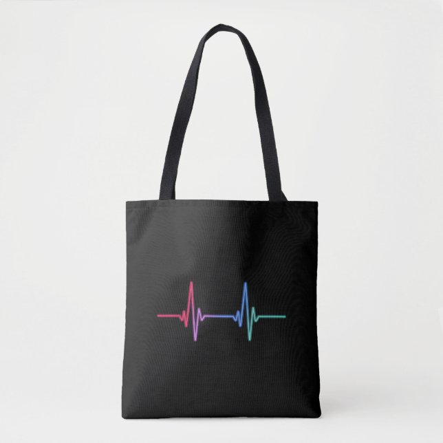 Heartbeat Rainbow Pride LGBTQ Alleinstehend Tasche (Vorderseite)