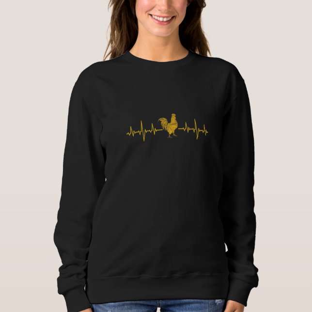 Heartbeat Rooster Chicken Hen Sweatshirt (Vorderseite)