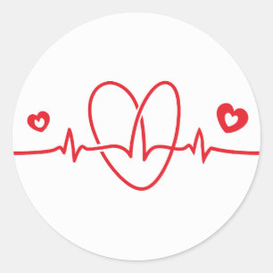 Heartbeat Runder Aufkleber