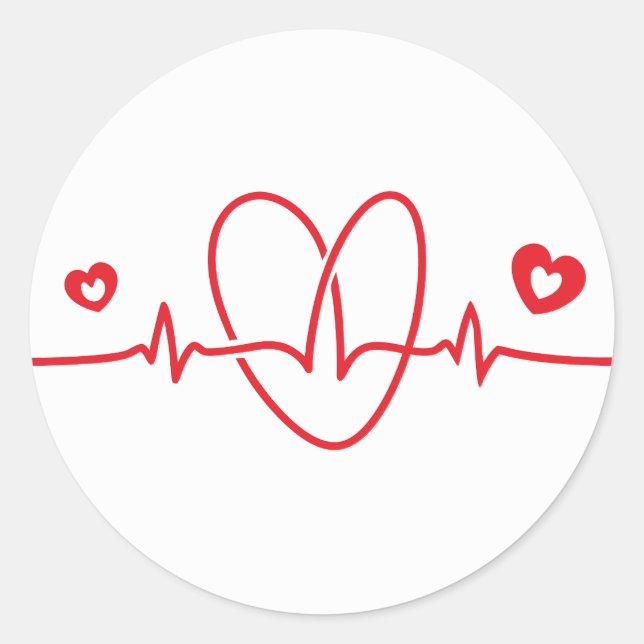 Heartbeat Runder Aufkleber (Vorderseite)