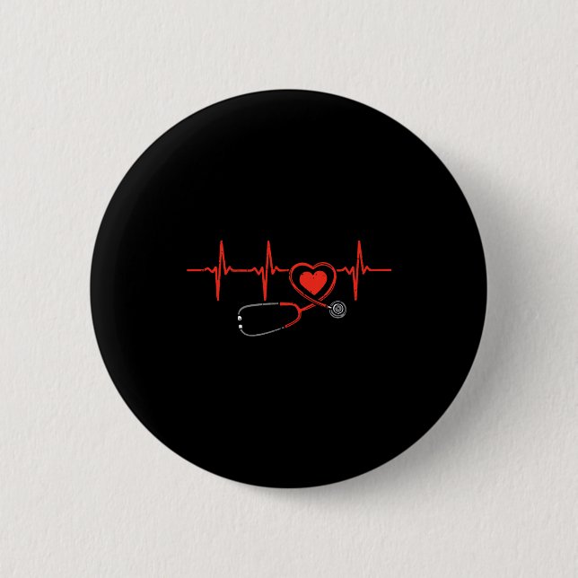 Heartbeat Scrub Valentine Nurse Valentines Day Rn  Button (Vorderseite)