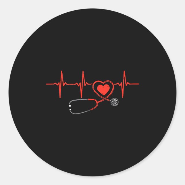 Heartbeat Scrub Valentine Nurse Valentines Day Rn  Runder Aufkleber (Vorderseite)
