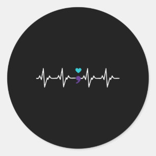 Heartbeat Semicolon Gift Suicide Prevention Awaren Runder Aufkleber