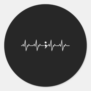 Heartbeat Semicolon Gift Suicide Prevention Awaren Runder Aufkleber