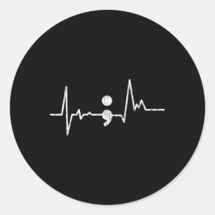 Heartbeat Semicolon Suicide Prevention Awareness G Runder Aufkleber