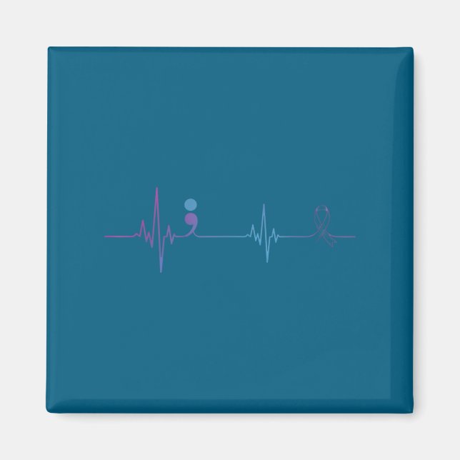Heartbeat Semicolon Suicide Prevention Awareness  Magnet (Vorne)