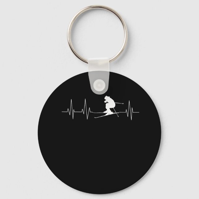 HeartBeat Skiing Gift For Skiers Schlüsselanhänger (Vorderseite)