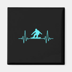 Heartbeat Snowboarden Snowboard Mountain Winter Magnet
