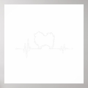 Heartbeat Spitz Spitz Dog Owner Geschenk EKG Puls Poster