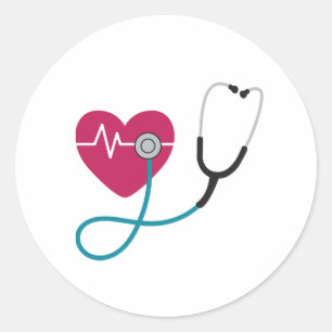 Heartbeat Stethoscope Runder Aufkleber