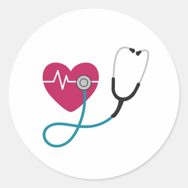 Heartbeat Stethoscope Runder Aufkleber (Vorderseite)