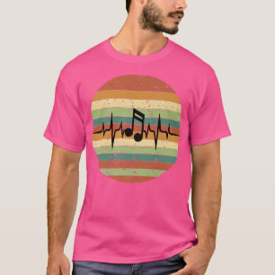 Heartbeat Treble Clef Music Notes Retro Sunset  T-Shirt