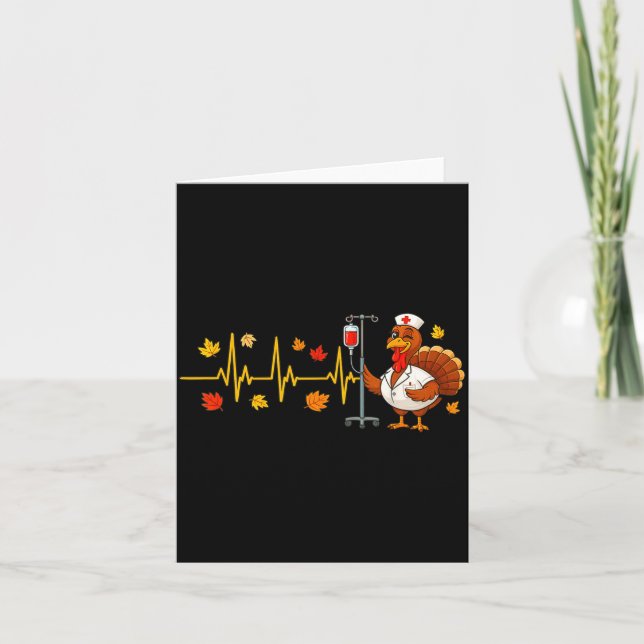Heartbeat Turkey Funny Nurse Thanksgiving Fall Des Karte (Vorderseite)