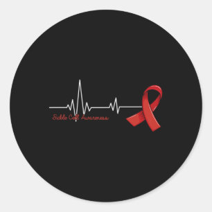 Heartbeat-Unterstützung Burgundy Ribbon-Sichelzell Runder Aufkleber