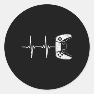 Heartbeat Video Games Gaming Boys Teens Men Runder Aufkleber