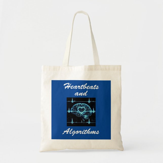 "Heartbeats and Algorithms" Futuristische Liebe Tragetasche (Vorne)