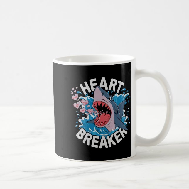 Heartbreaker Shark Cute Funny Love Design For Vale Kaffeetasse (Rechts)