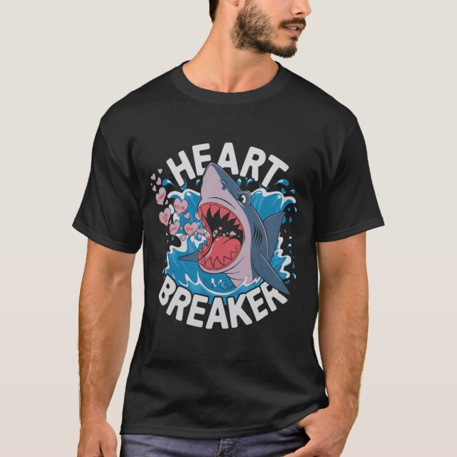 Heartbreaker Shark Cute Funny Love Design For Vale T-Shirt (Vorderseite)
