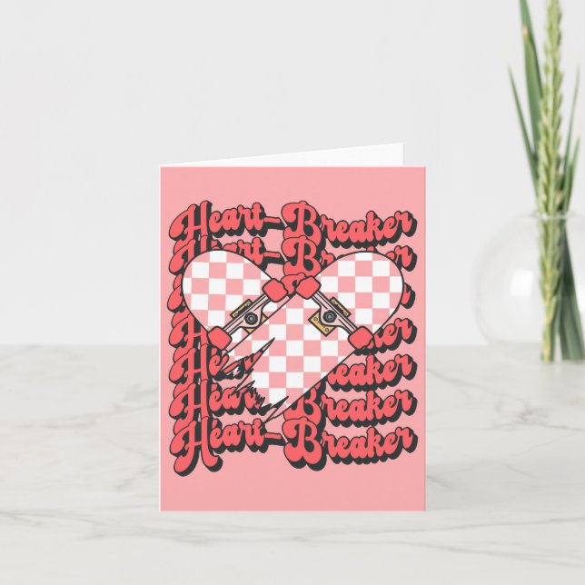 Heartbreaker Skateboard, Valentinstag Dankeskarte (Vorderseite)
